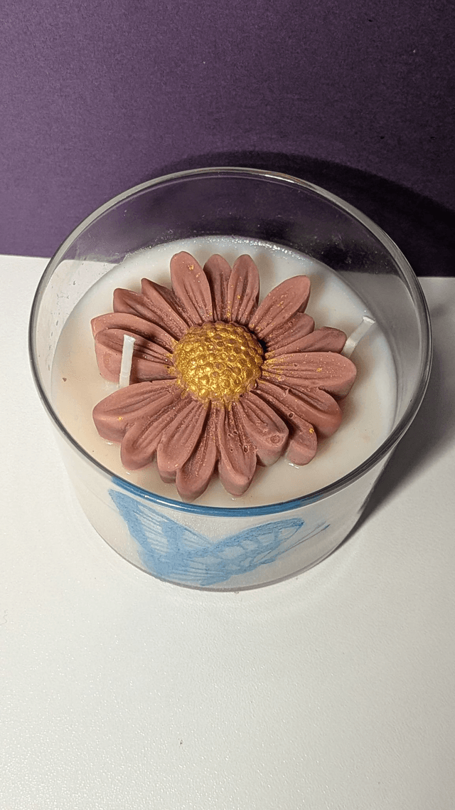 Bougie en verre gravée – Papillon tropical, senteur Mangue Papaye 🦋✨