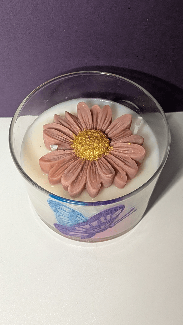 Bougie en verre gravée – Papillon tropical, senteur Mangue Papaye 🦋✨