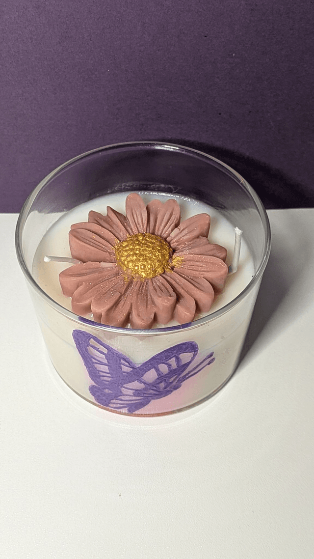 Bougie en verre gravée – Papillon tropical, senteur Mangue Papaye 🦋✨