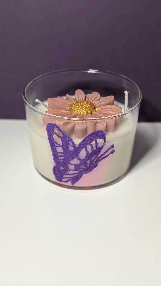 Bougie en verre gravée – Papillon tropical, senteur Mangue Papaye 🦋✨