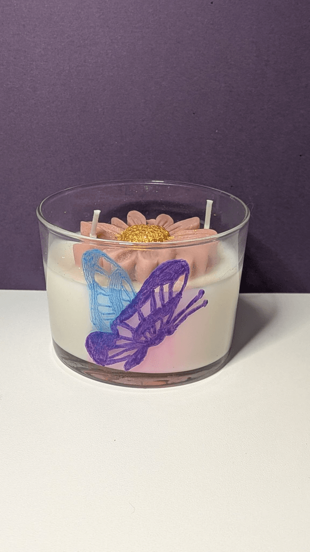 Bougie en verre gravée – Papillon tropical, senteur Mangue Papaye 🦋✨