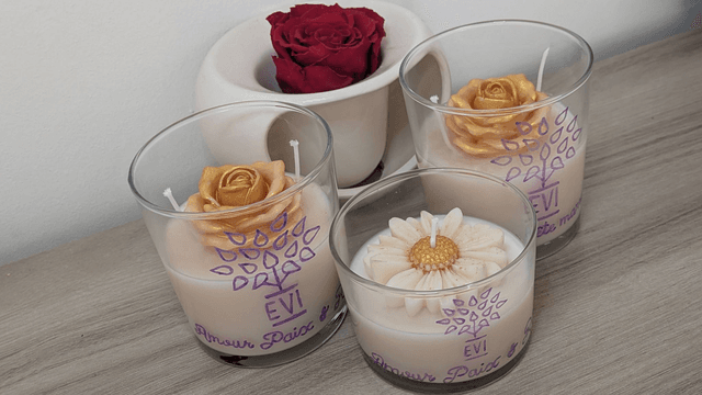 Bougie en verre gravée –  personnalisable